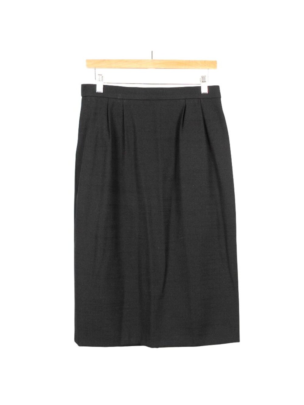 Megan Moore VTG Midi Pencil Skirt 12 Black Pleated Slit Classic Secretary Career - Picture 1 of 6